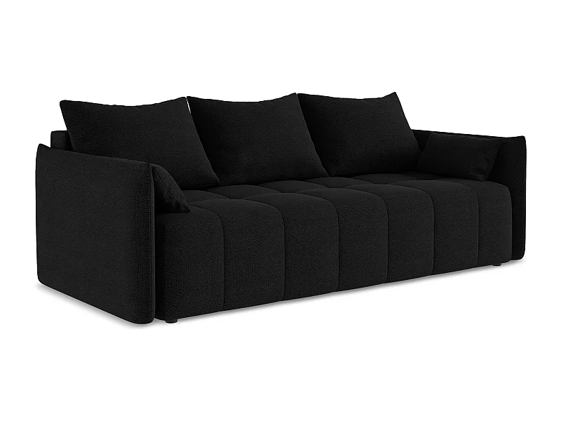 3-Sitzer Sofa mit Schlaffunktion - - Bouclé - Schwarz - MOKU