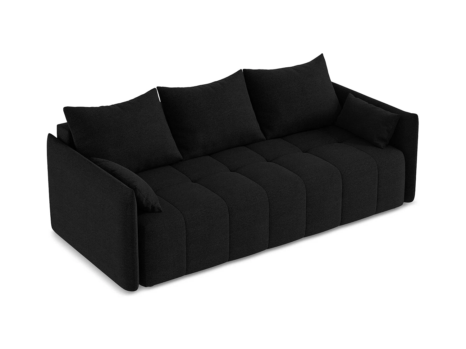 3-Sitzer Sofa mit Schlaffunktion - - Bouclé - Schwarz - MOKU