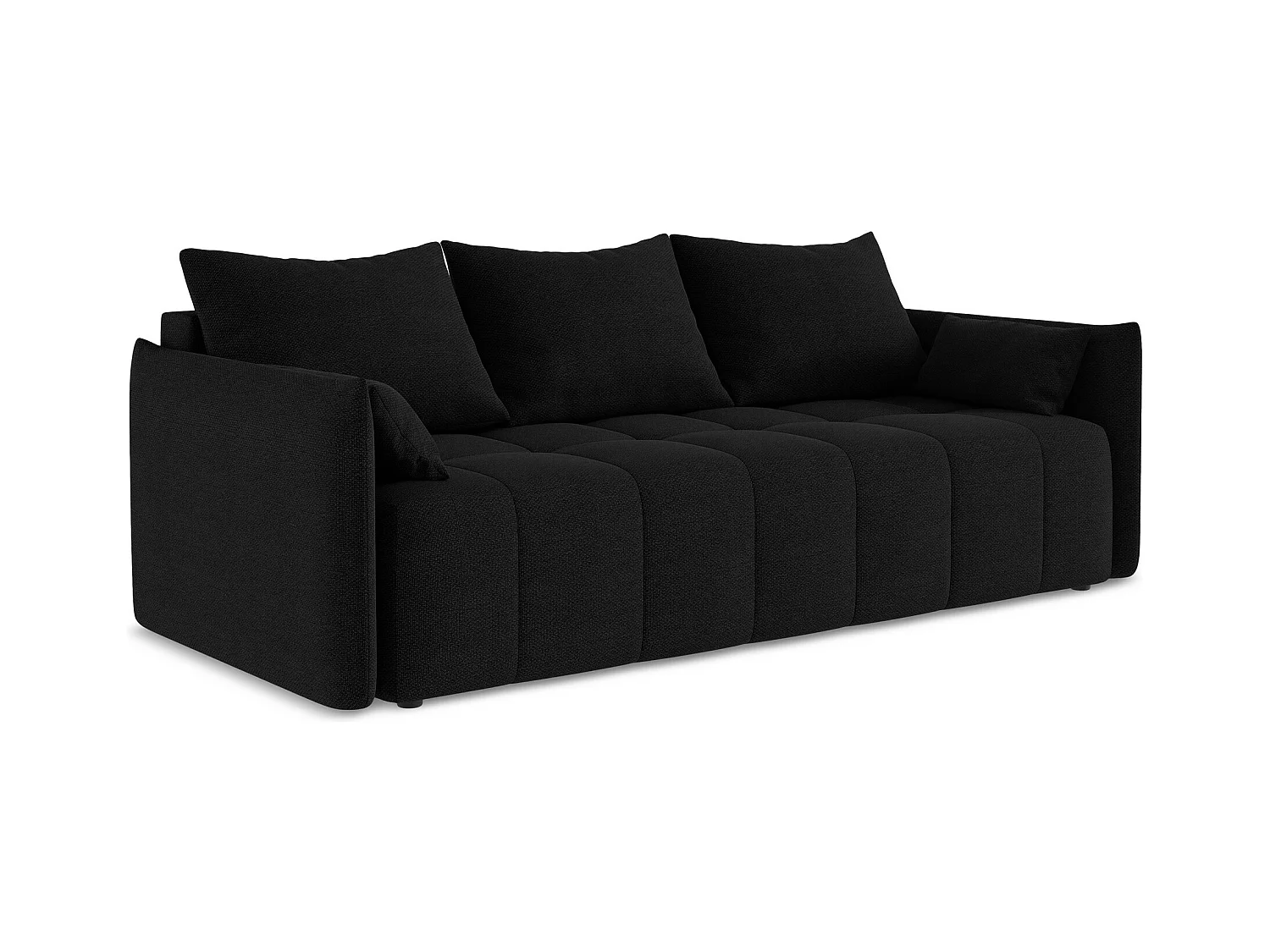 Canapé 3 places convertible en tissu bouclette - noir - MOKU