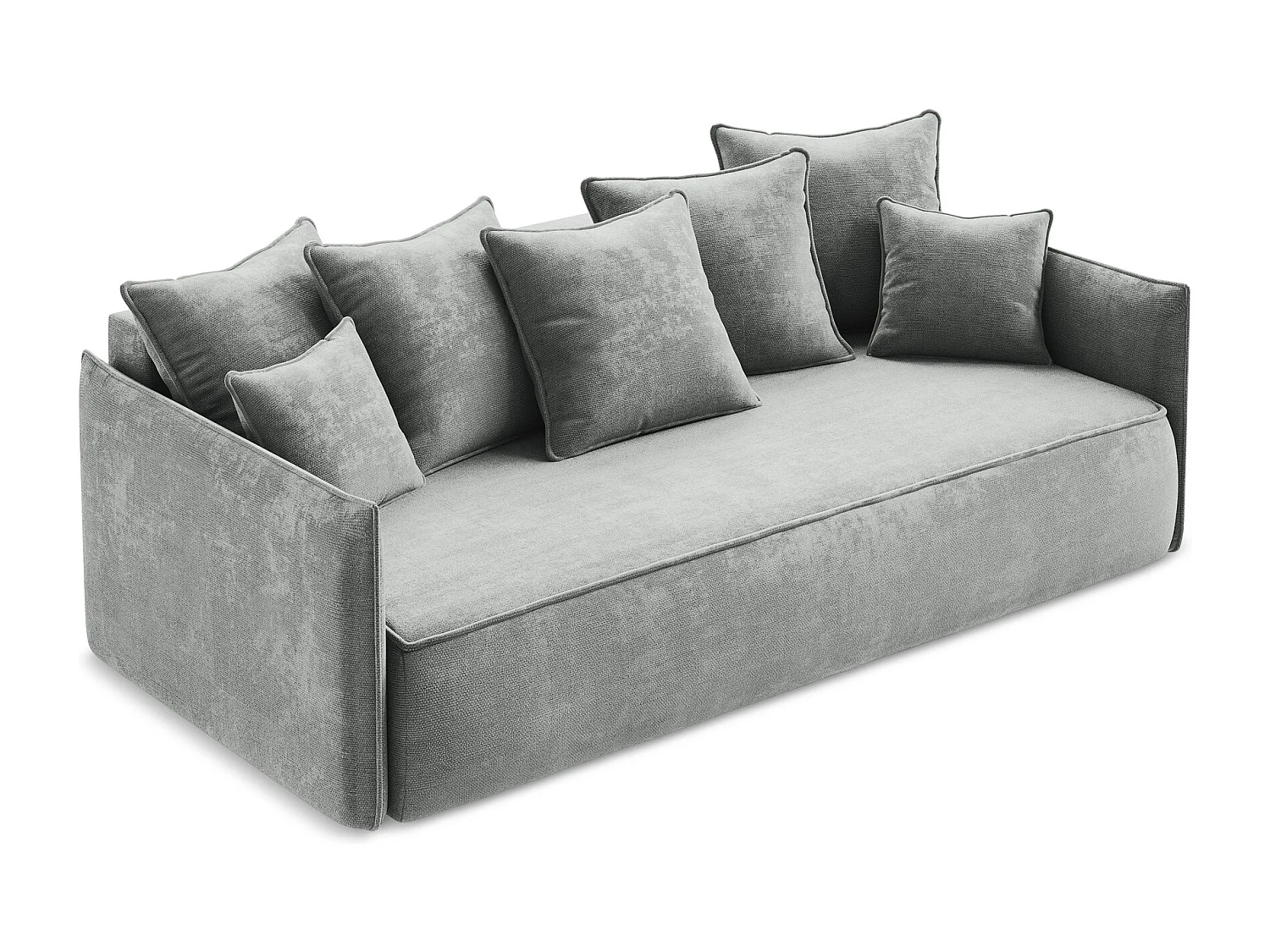 Canapé 3 places convertible en tissu chenille - gris - HULA