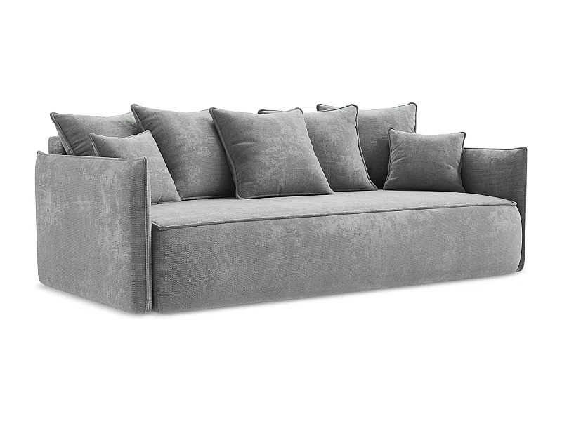 Canapé 3 places convertible en tissu chenille - gris - HULA