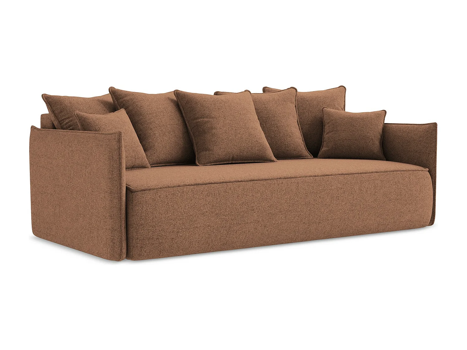 Canapé 3 places convertible en tissu texturé - terre cuite - HULA