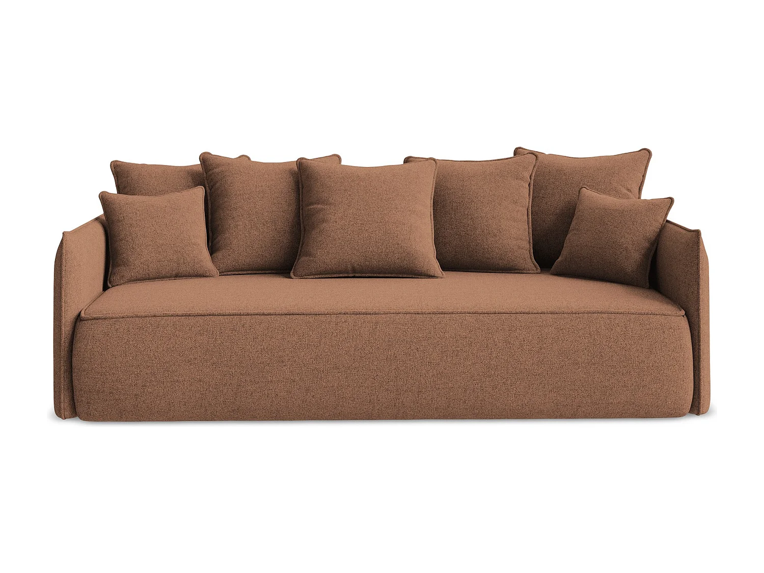 Canapé 3 places convertible en tissu texturé - terre cuite - HULA