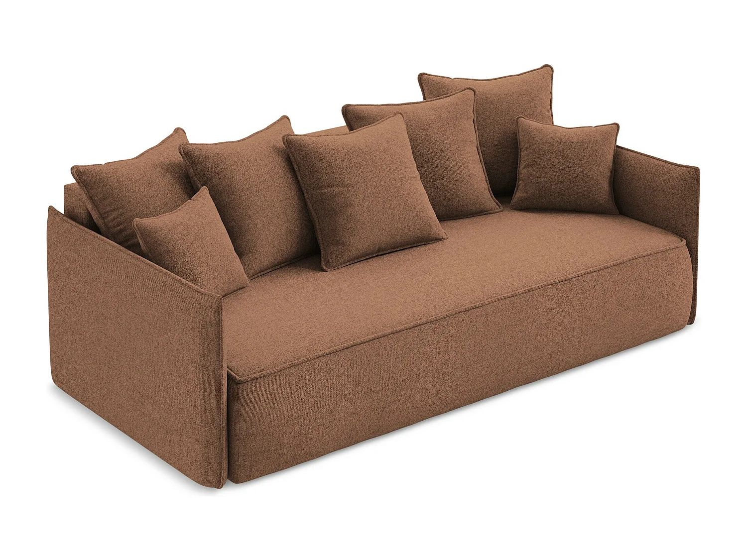 Canapé 3 places convertible en tissu texturé - terre cuite - HULA