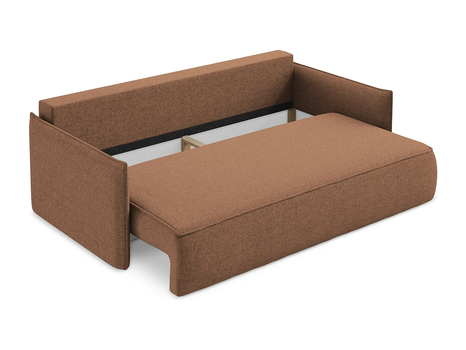 Canapé 3 places convertible en tissu texturé - terre cuite - HULA