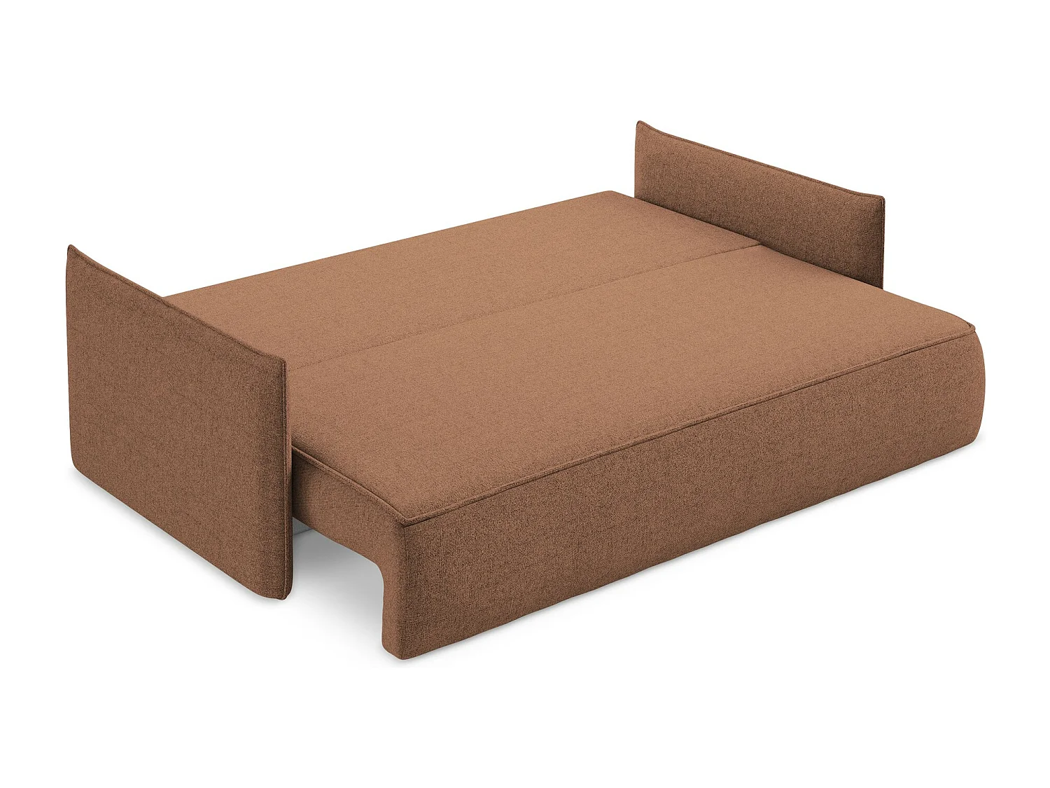 Canapé 3 places convertible en tissu texturé - terre cuite - HULA