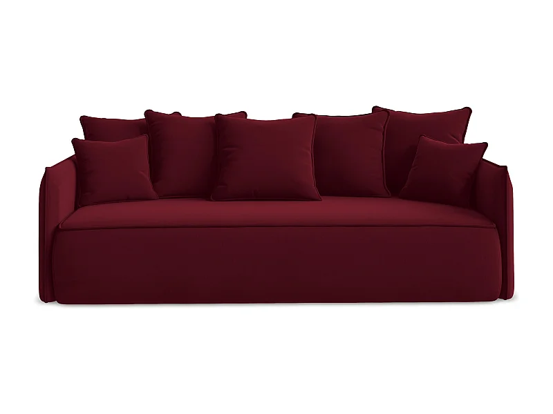 3-Sitzer Sofa mit Schlaffunktion - - Samt - Burgund - HULA