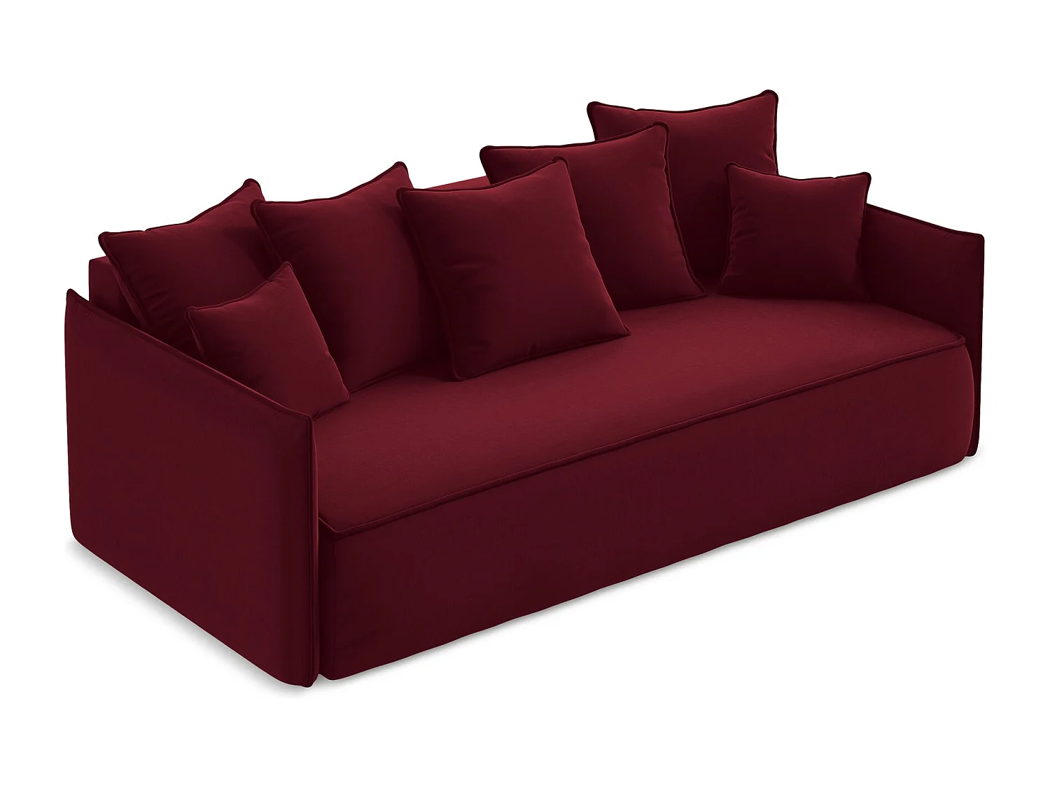 Canapé 3 places convertible en velours - bourgogne - HULA