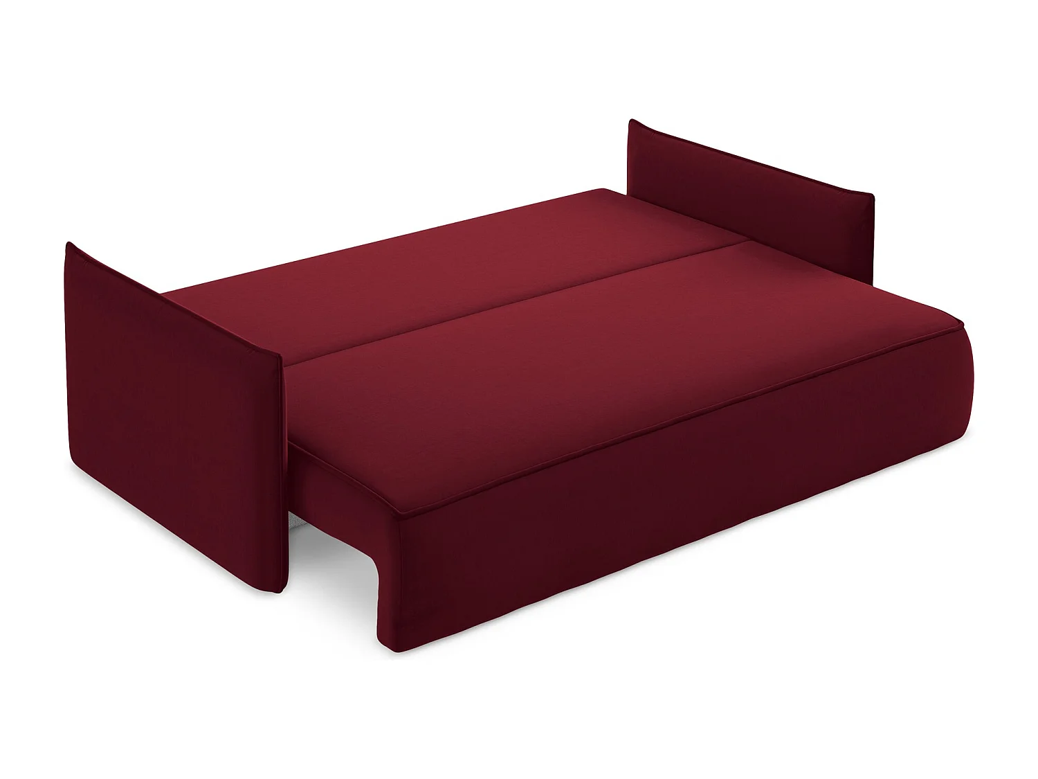 Canapé 3 places convertible en velours - bourgogne - HULA