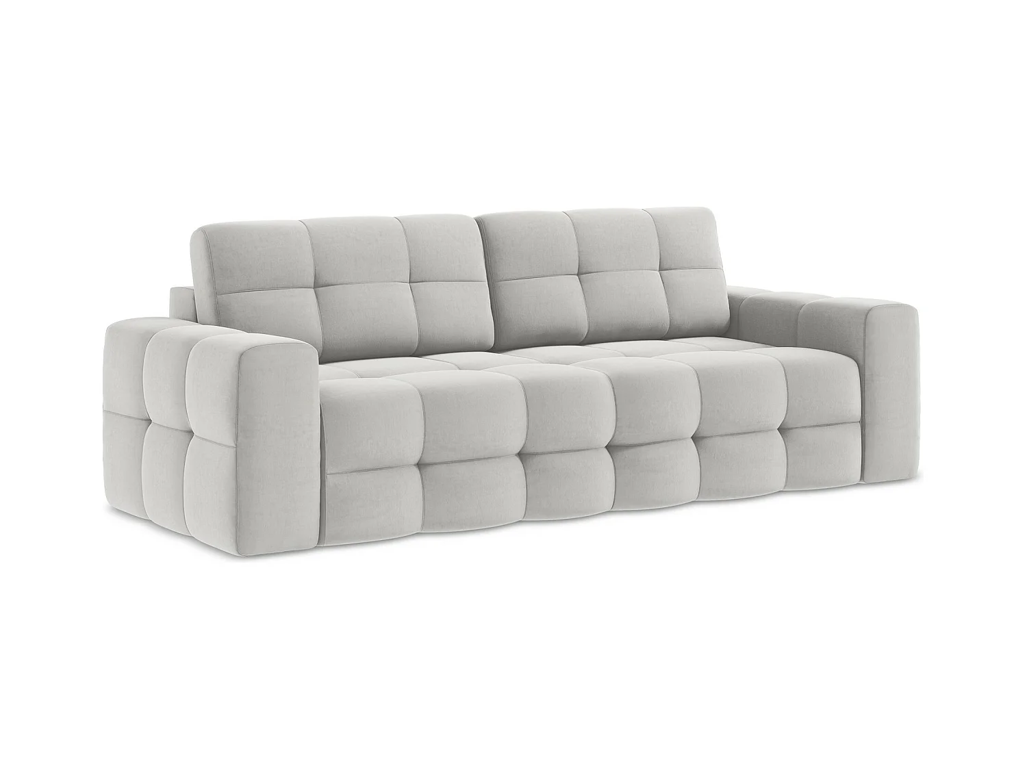 Canapé 3 places convertible en velours - argent - MILU