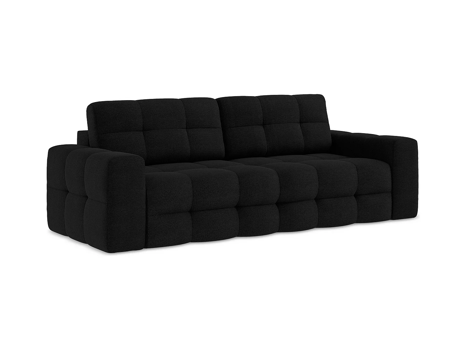 Canapé 3 places convertible en tissu bouclette - noir - MILU