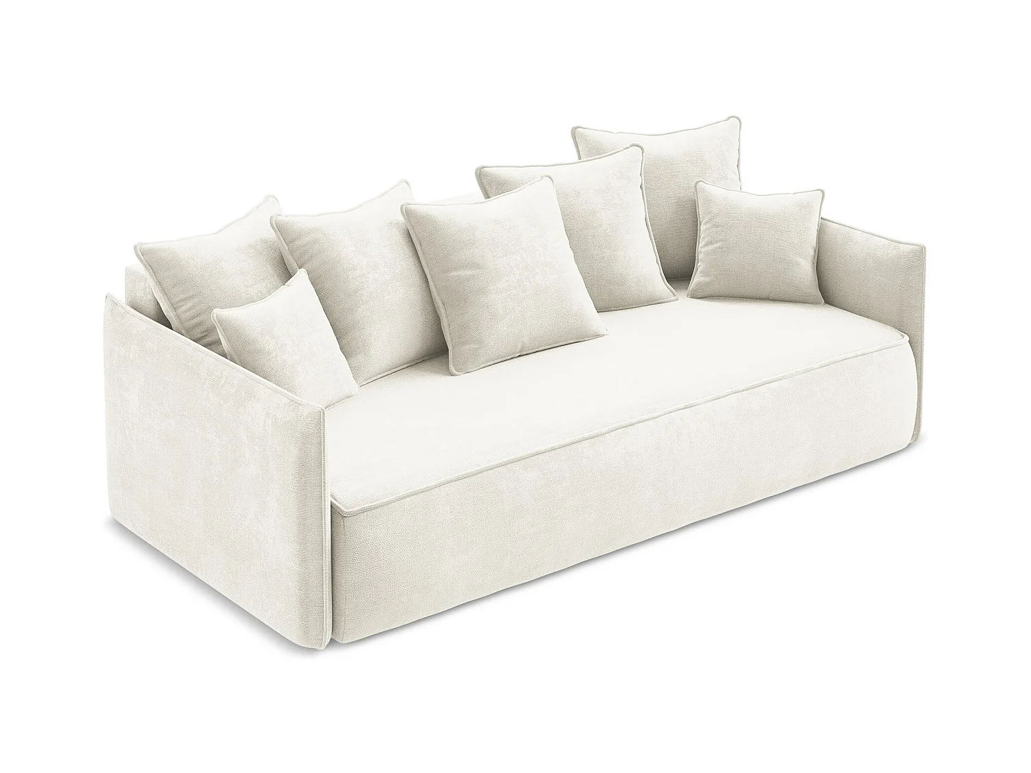 3-Sitzer Sofa mit Schlaffunktion - - Chenille - Weiß - HULA