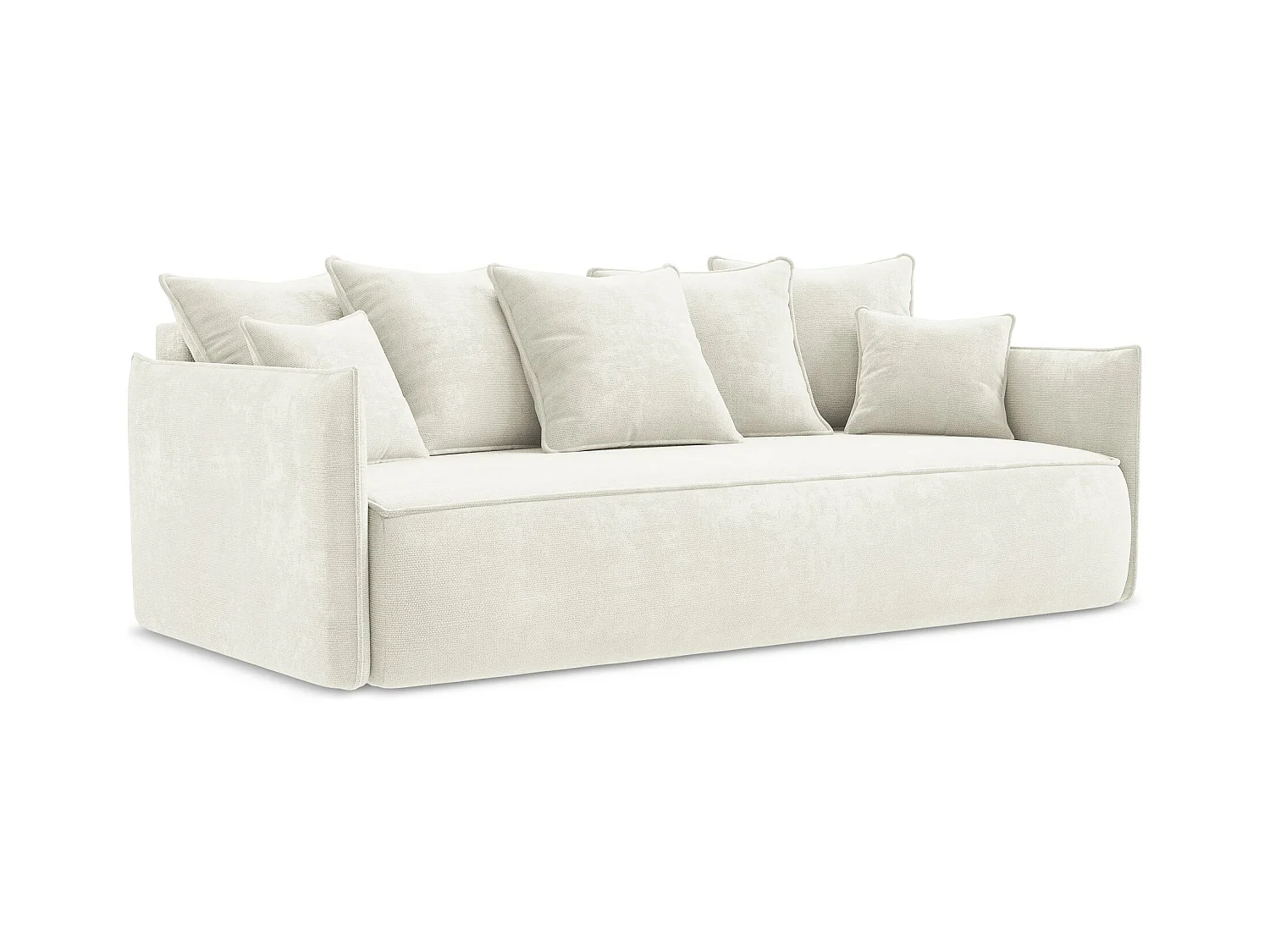 Canapé 3 places convertible en tissu chenille - blanc - HULA