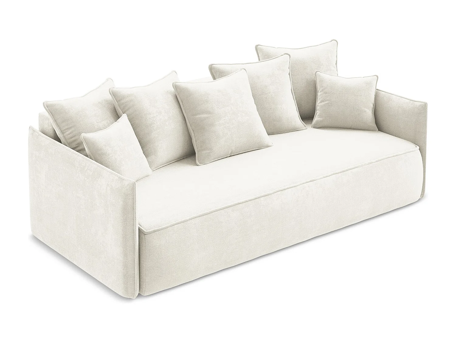 3-Sitzer Sofa mit Schlaffunktion - - Chenille - Weiß - HULA