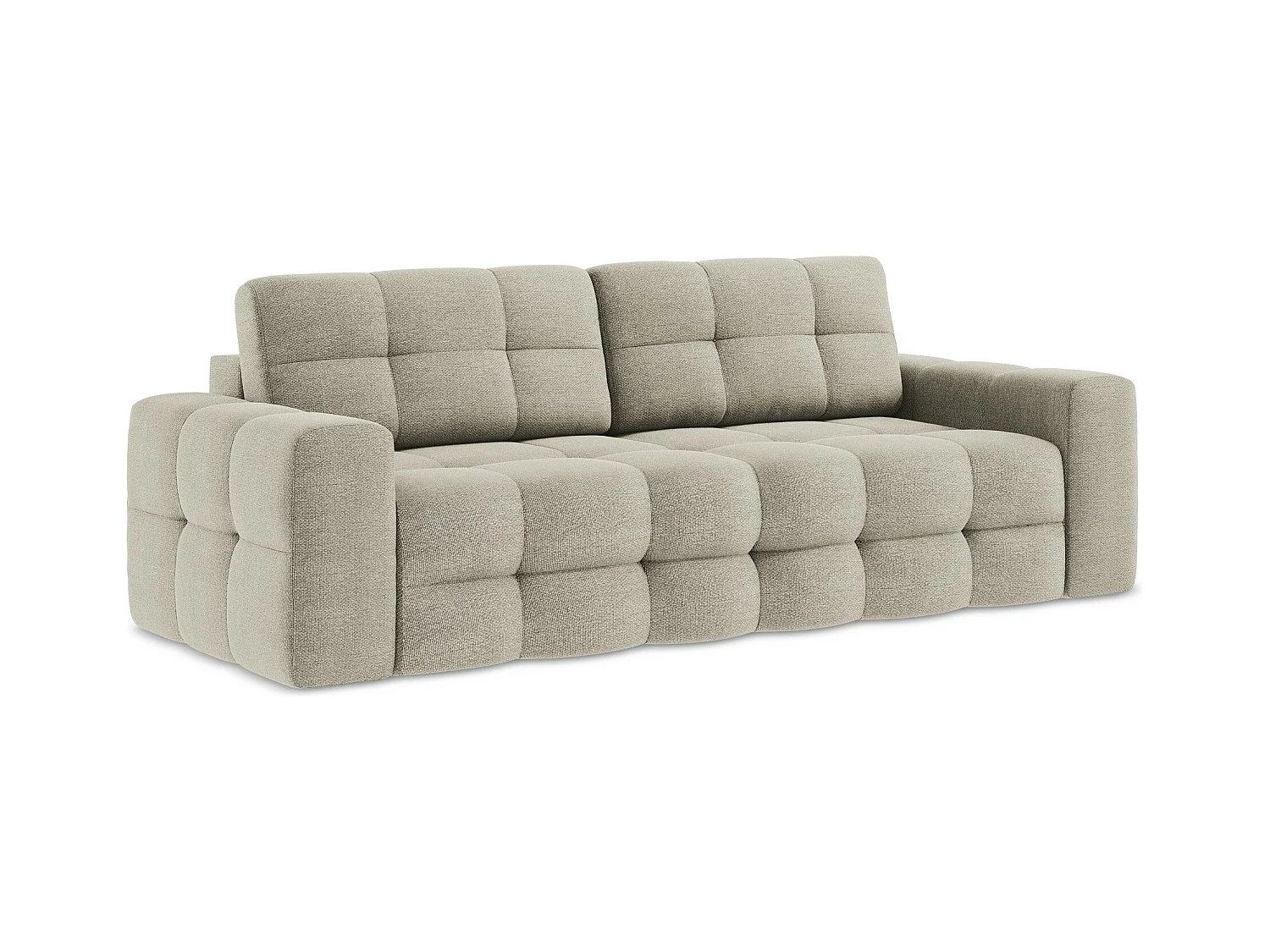 Canapé 3 places convertible en tissu bouclette - taupe - MILU