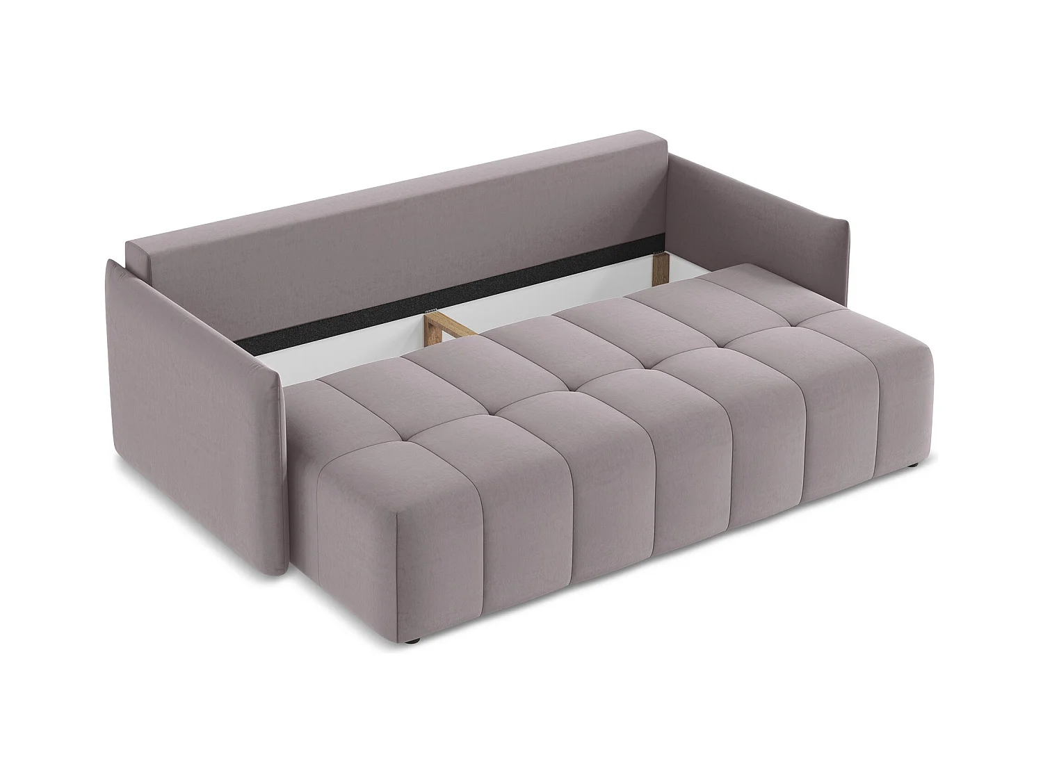 Driezits-slaapbank van lavendel velours - MOKU