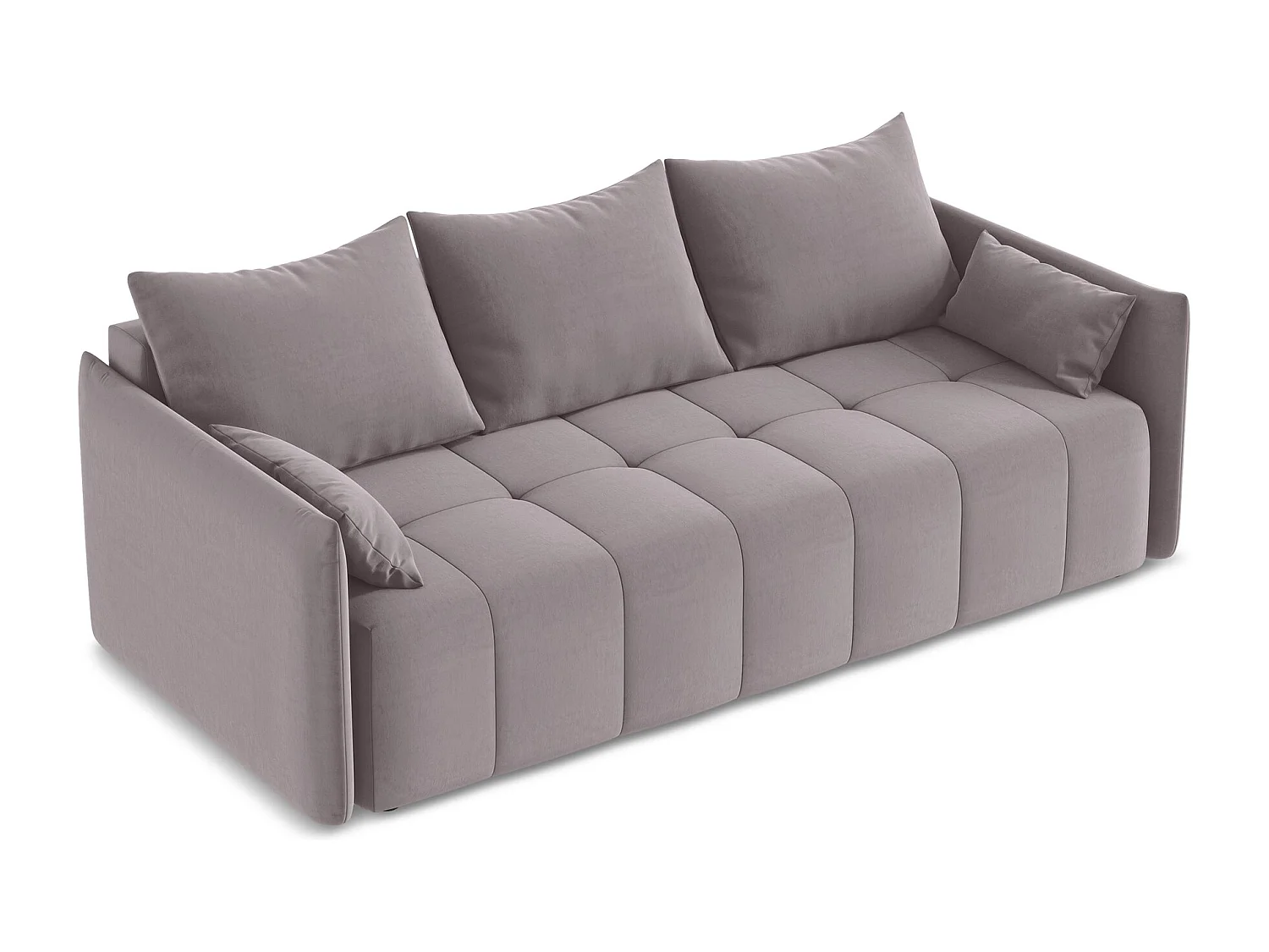 Driezits-slaapbank van lavendel velours - MOKU