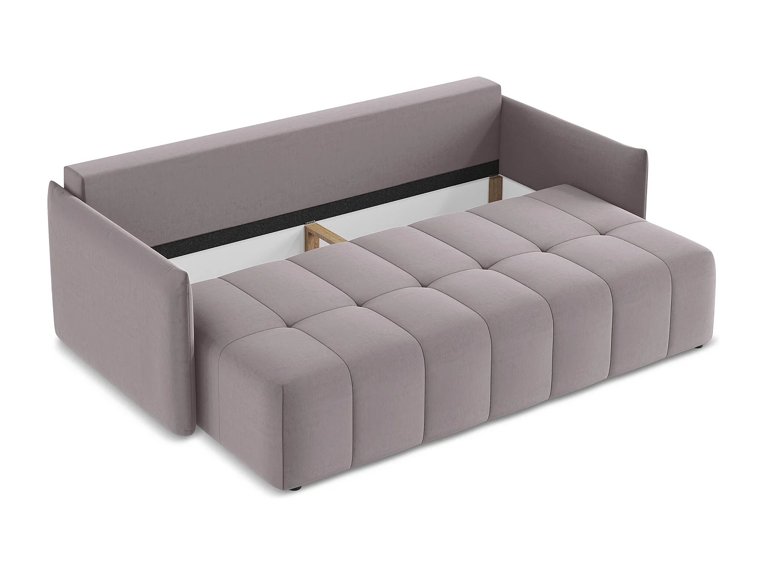 Driezits-slaapbank van lavendel velours - MOKU