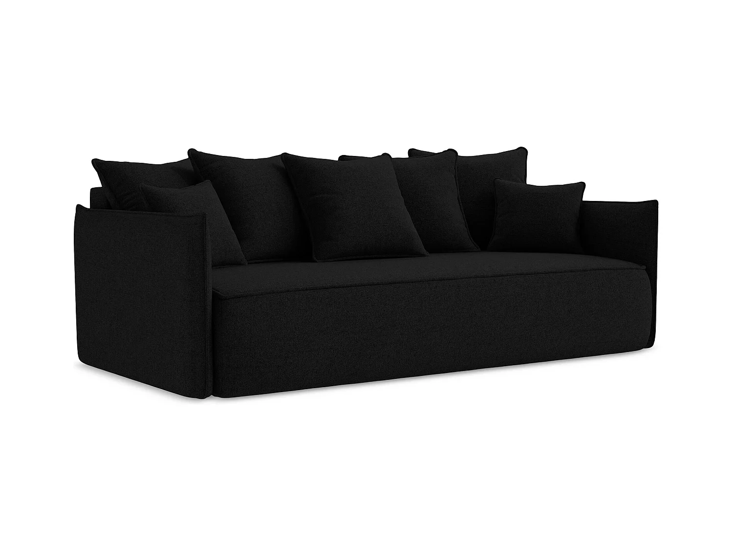 Canapé 3 places convertible en tissu texturé - noir - HULA