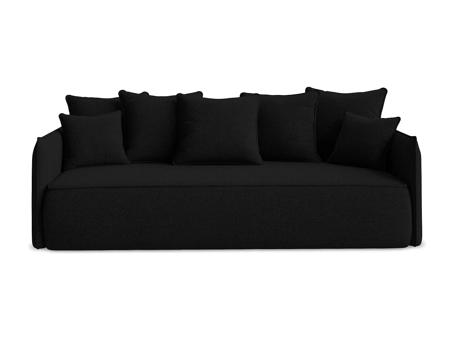 Canapé 3 places convertible en tissu texturé - noir - HULA