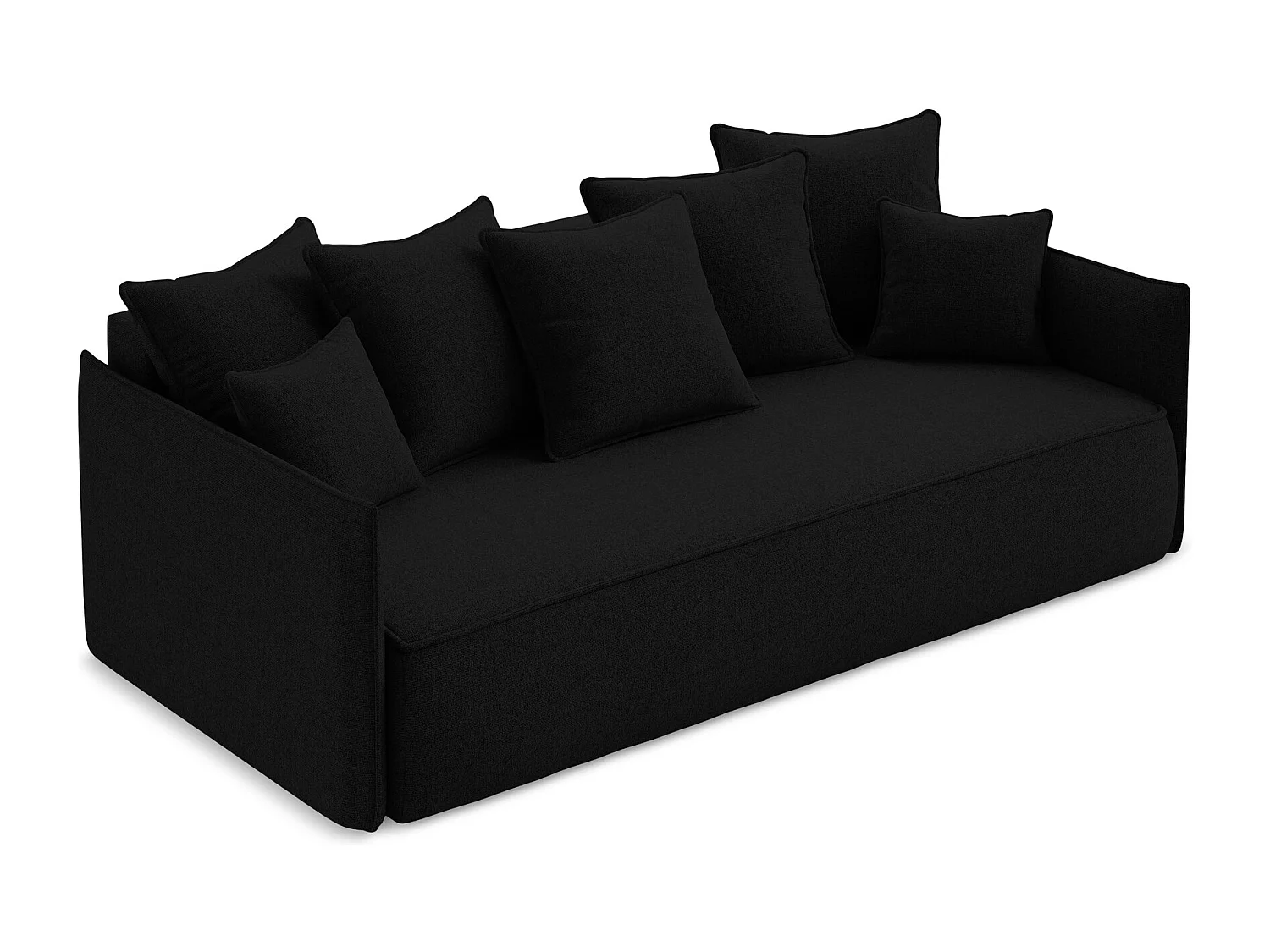 Canapé 3 places convertible en tissu texturé - noir - HULA