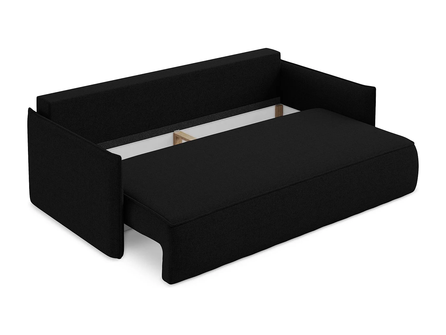 Canapé 3 places convertible en tissu texturé - noir - HULA