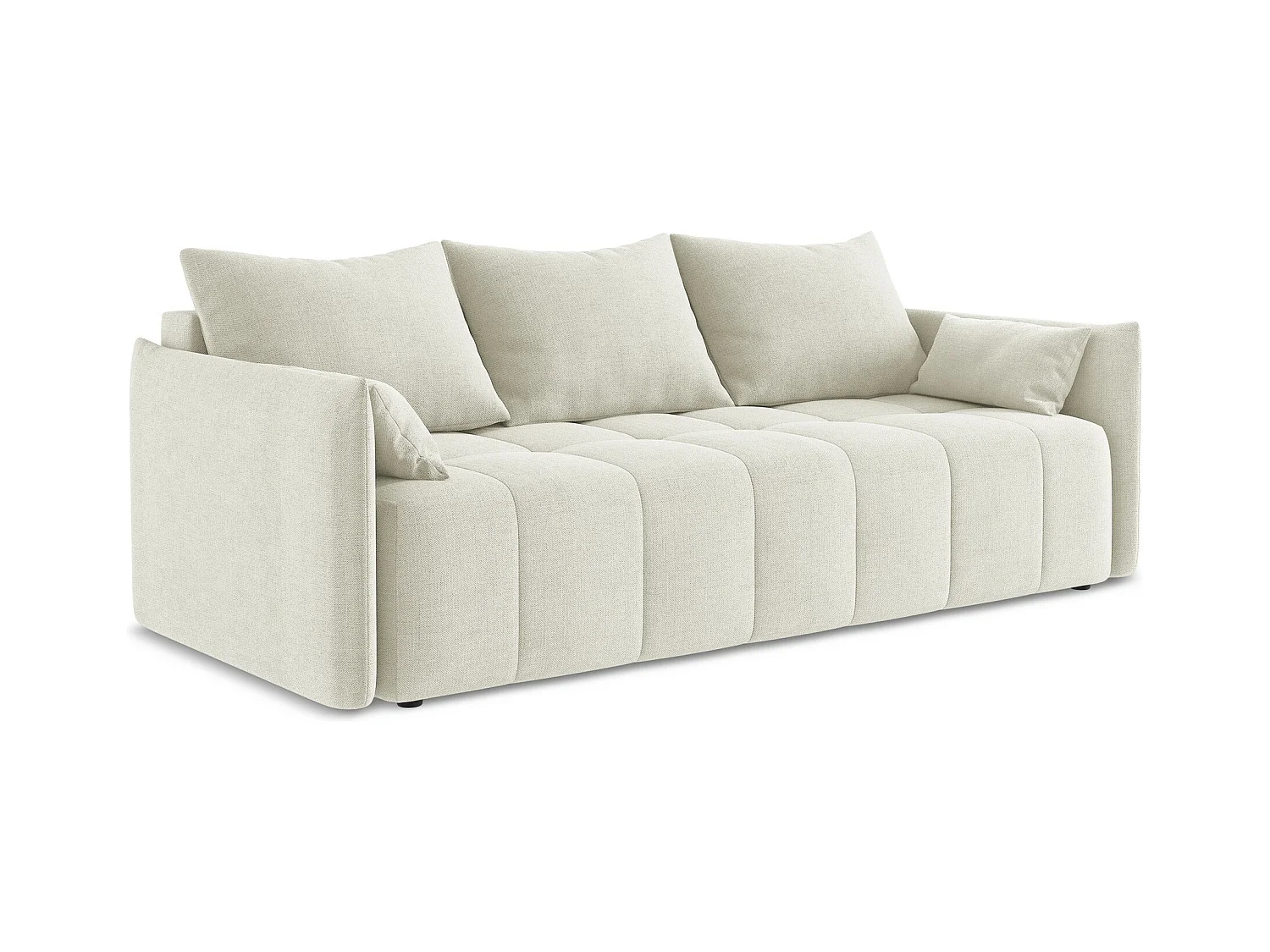 Canapé 3 places convertible en tissu texturé - beige - MOKU