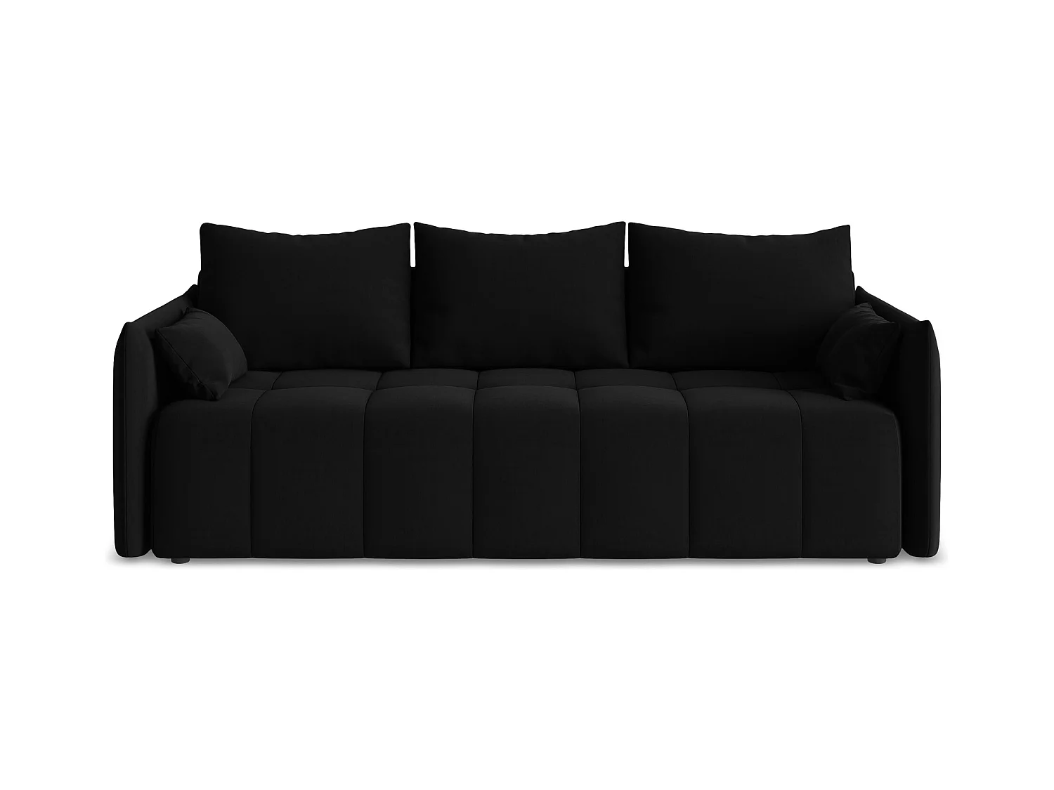 Kanapa 3-osobowa z funkcją spania - z tkaniny welwetowej - czarny - MOKU