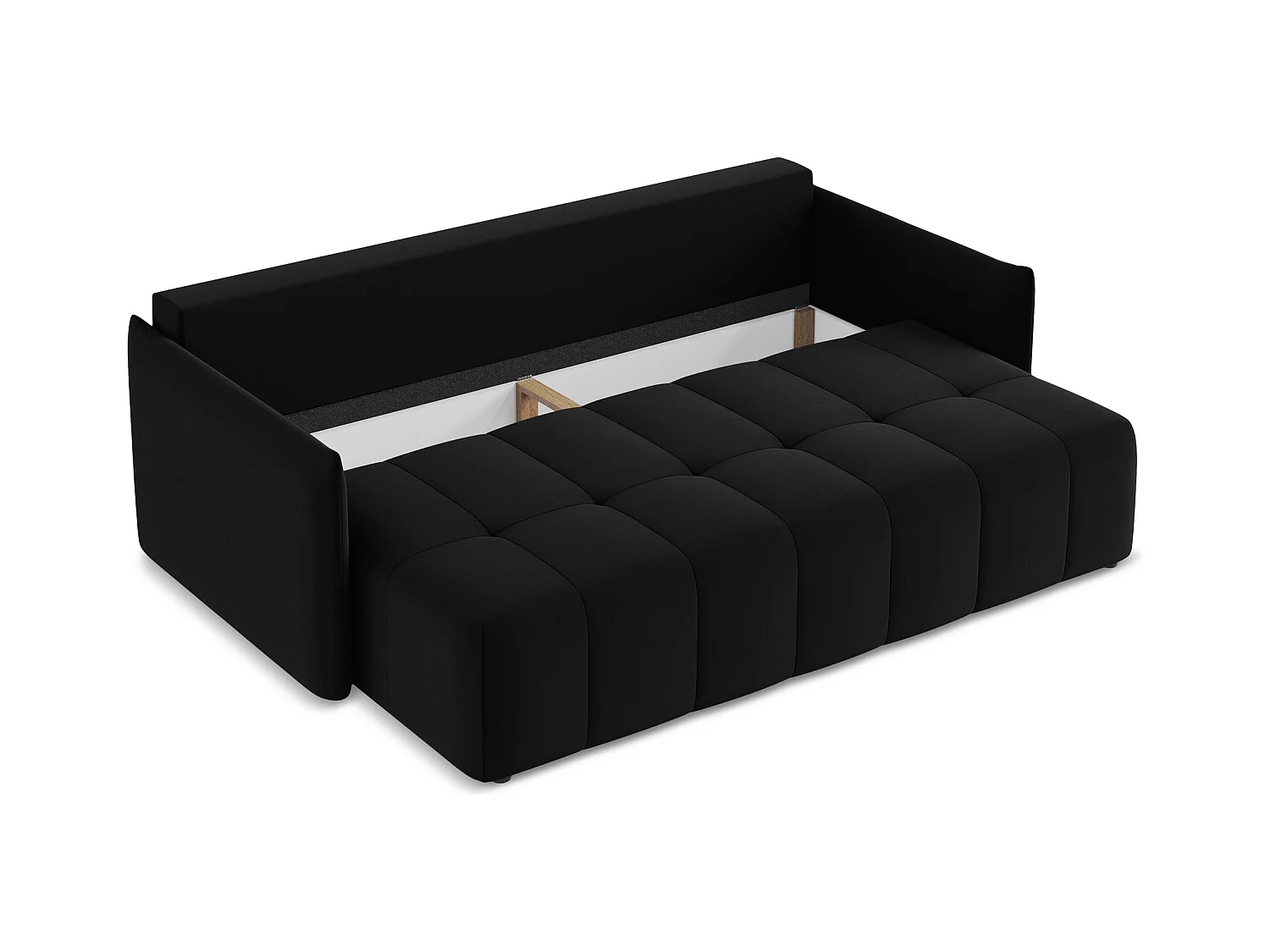 Kanapa 3-osobowa z funkcją spania - z tkaniny welwetowej - czarny - MOKU