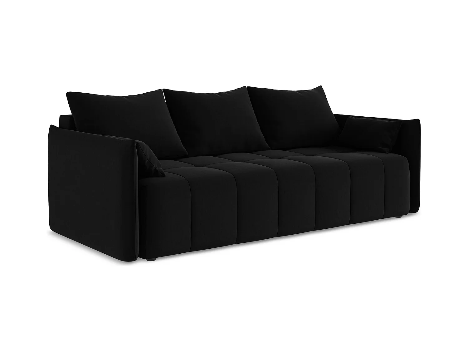 3-Sitzer Sofa mit Schlaffunktion - - Samt - Schwarz - MOKU