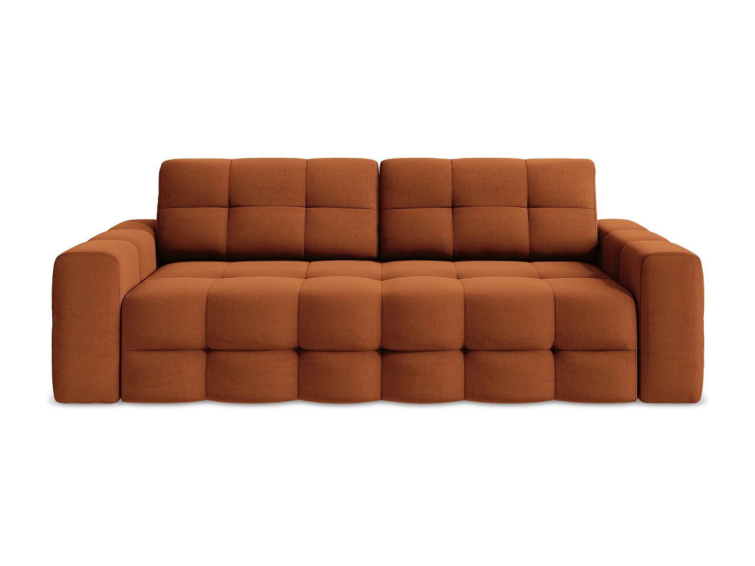Sofá de 3 lugares convertível em veludo terracota - MILU