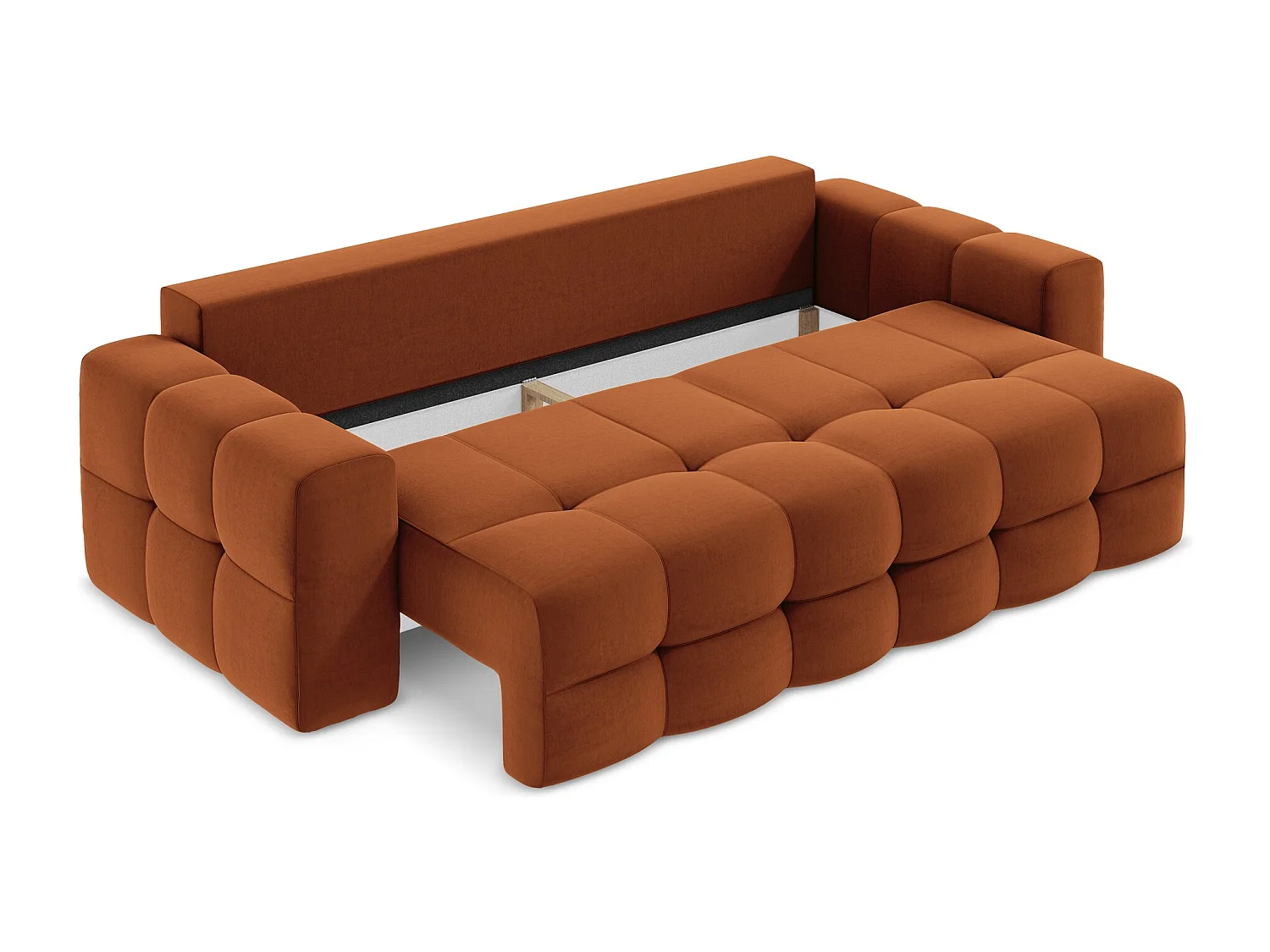 Sofá de 3 lugares convertível em veludo terracota - MILU