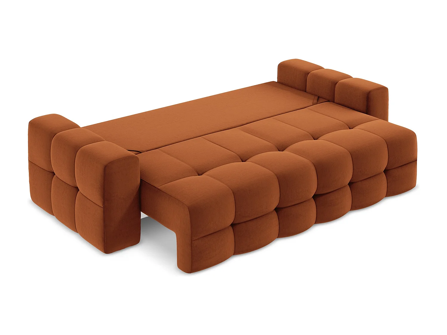 Sofá de 3 lugares convertível em veludo terracota - MILU