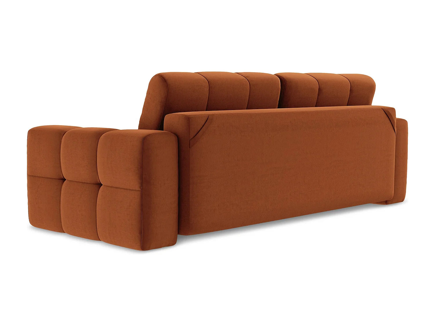 Sofá de 3 lugares convertível em veludo terracota - MILU