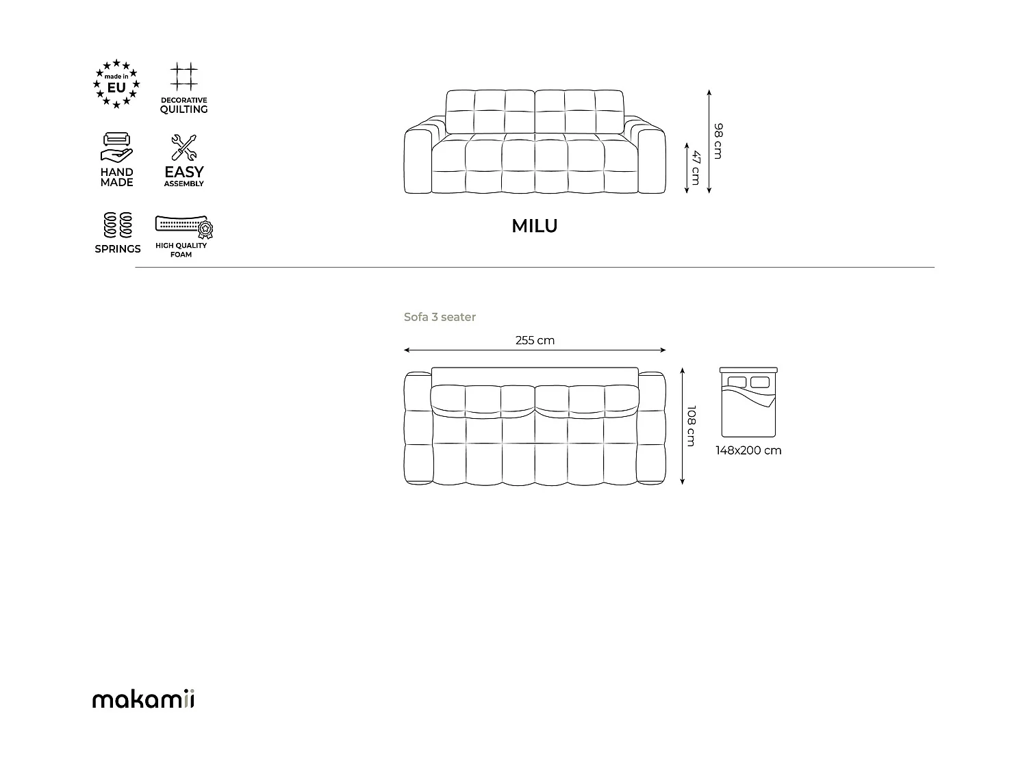 Sofá de 3 lugares convertível em veludo terracota - MILU