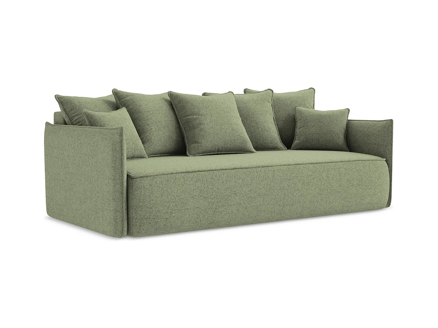 Canapé 3 places convertible en tissu texturé - vert clair - HULA