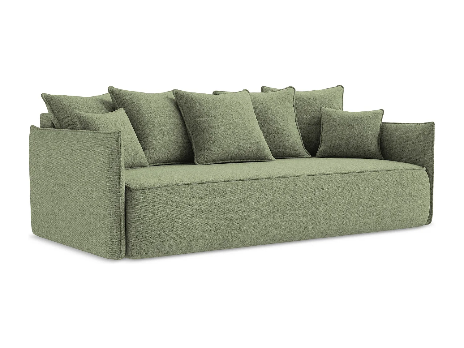 Canapé 3 places convertible en tissu texturé - vert clair - HULA