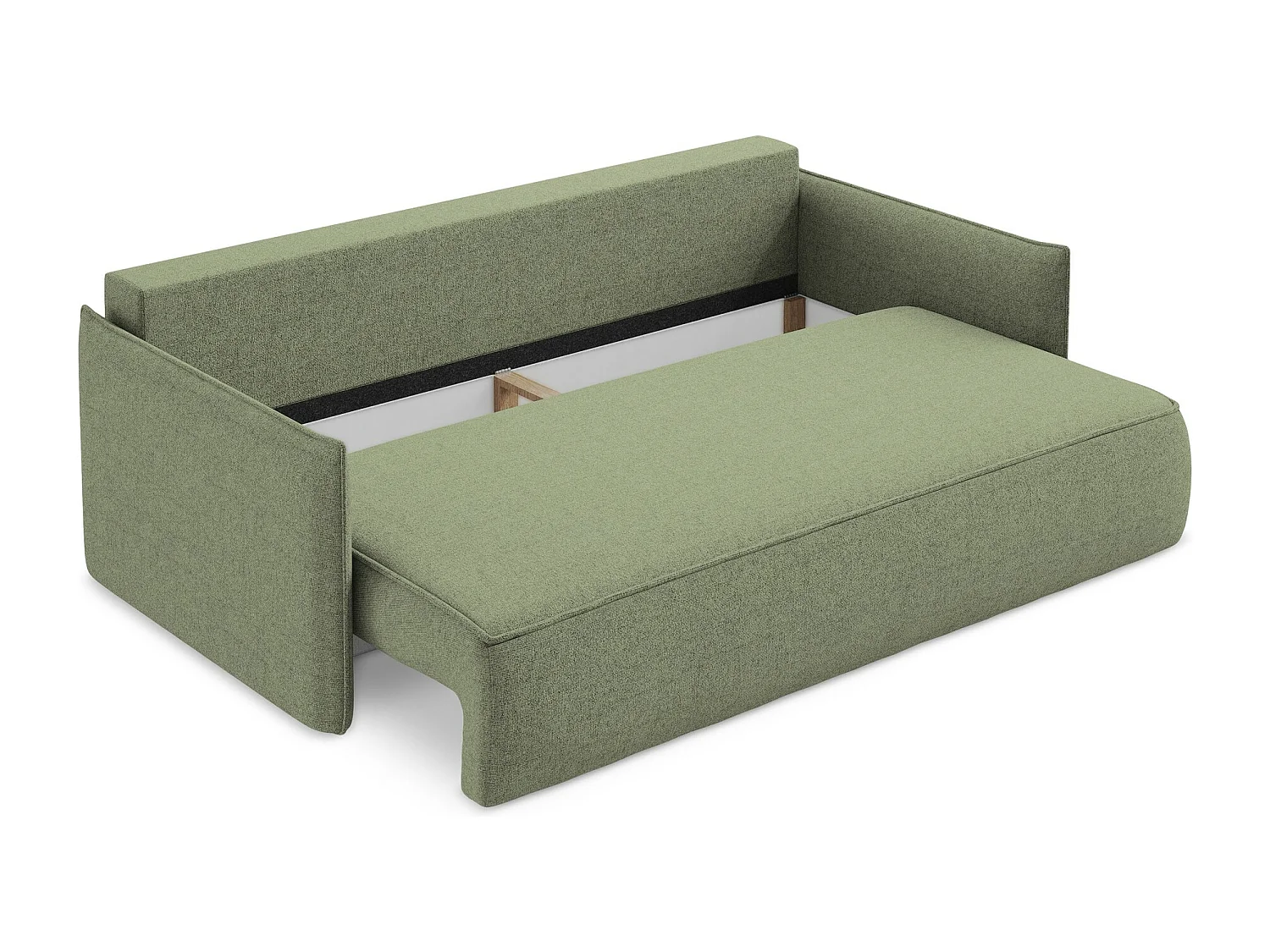 Canapé 3 places convertible en tissu texturé - vert clair - HULA