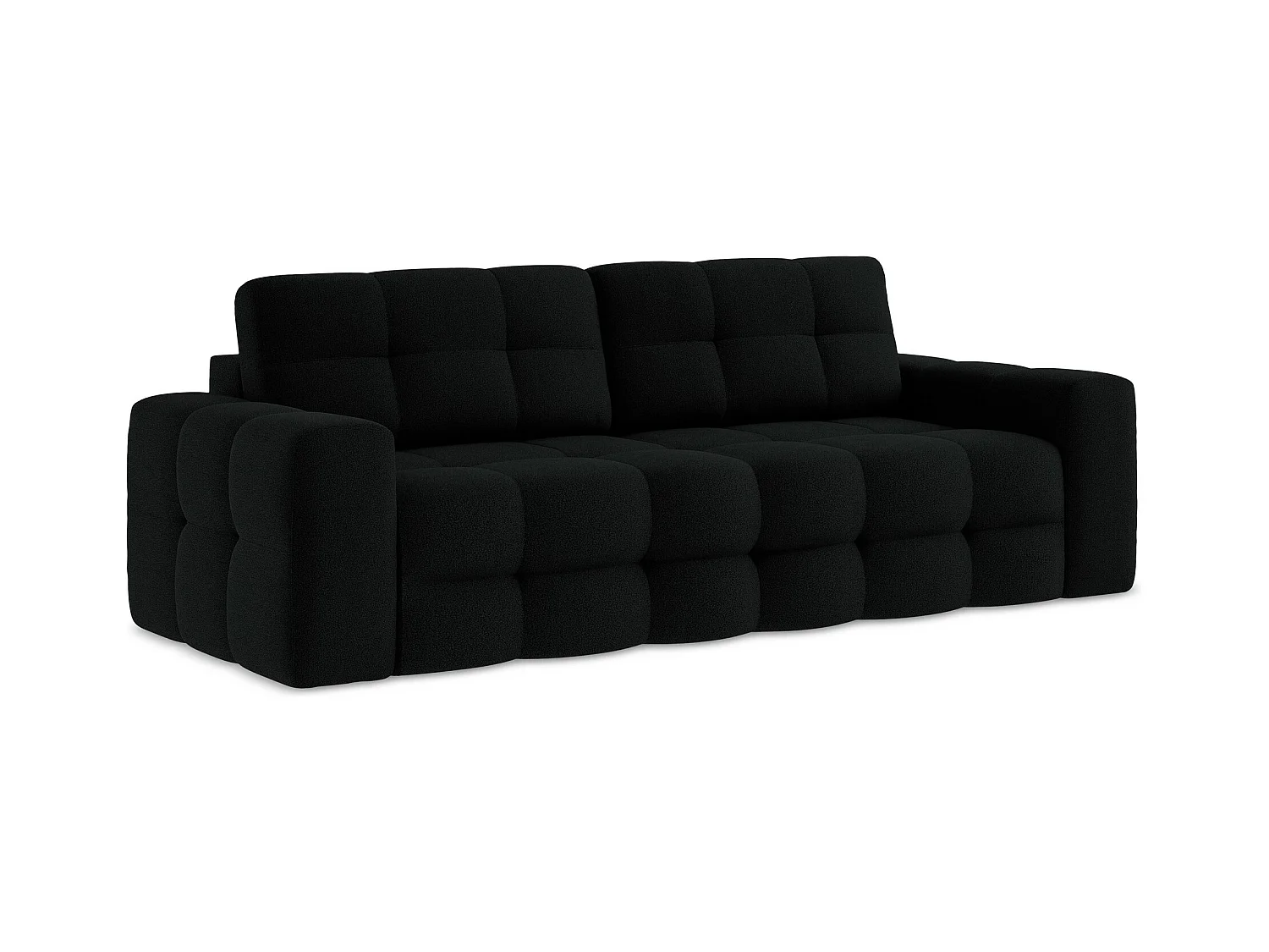 3-Sitzer Sofa mit Schlaffunktion - - Bouclé - Schwarz - MILU