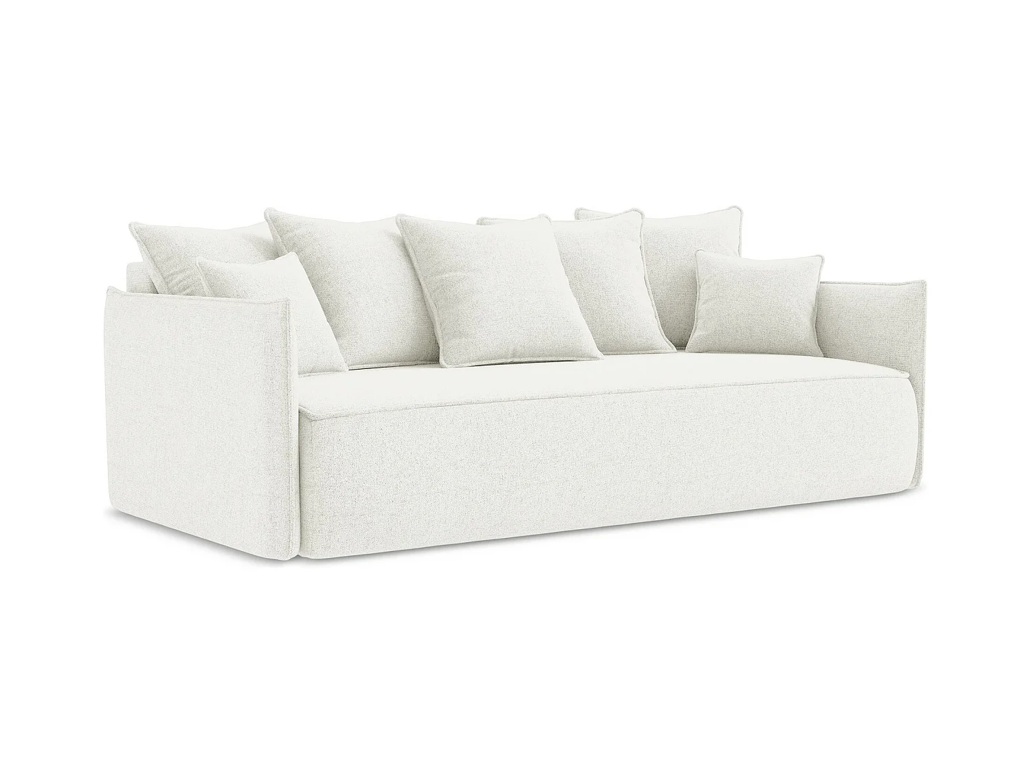 Canapé 3 places convertible en tissu texturé - blanc - HULA