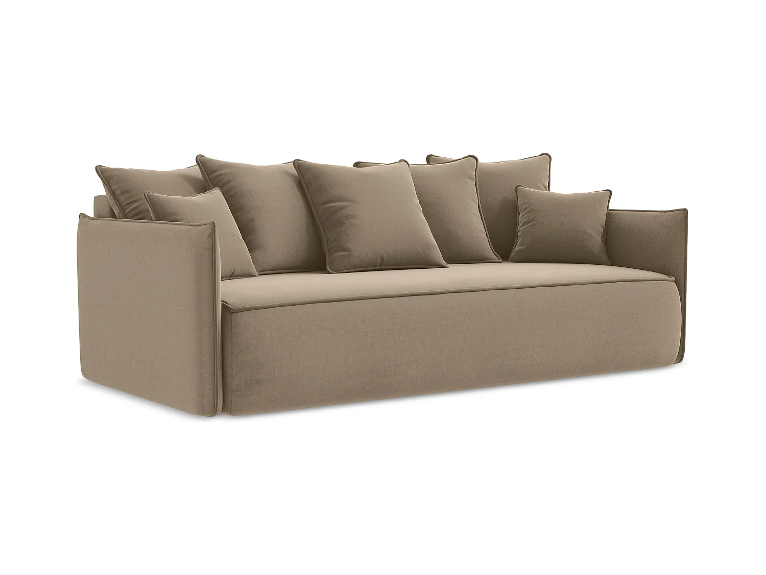 3-Sitzer Sofa mit Schlaffunktion - - Samt - Dunkelbeige - HULA