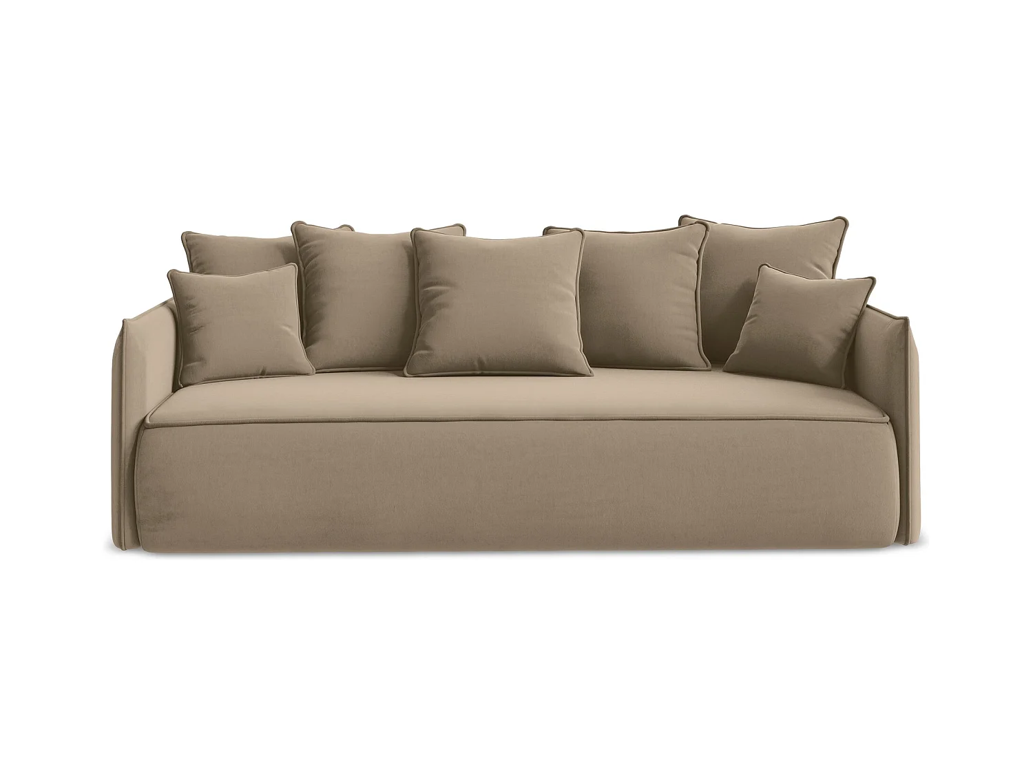 3-Sitzer Sofa mit Schlaffunktion - - Samt - Dunkelbeige - HULA