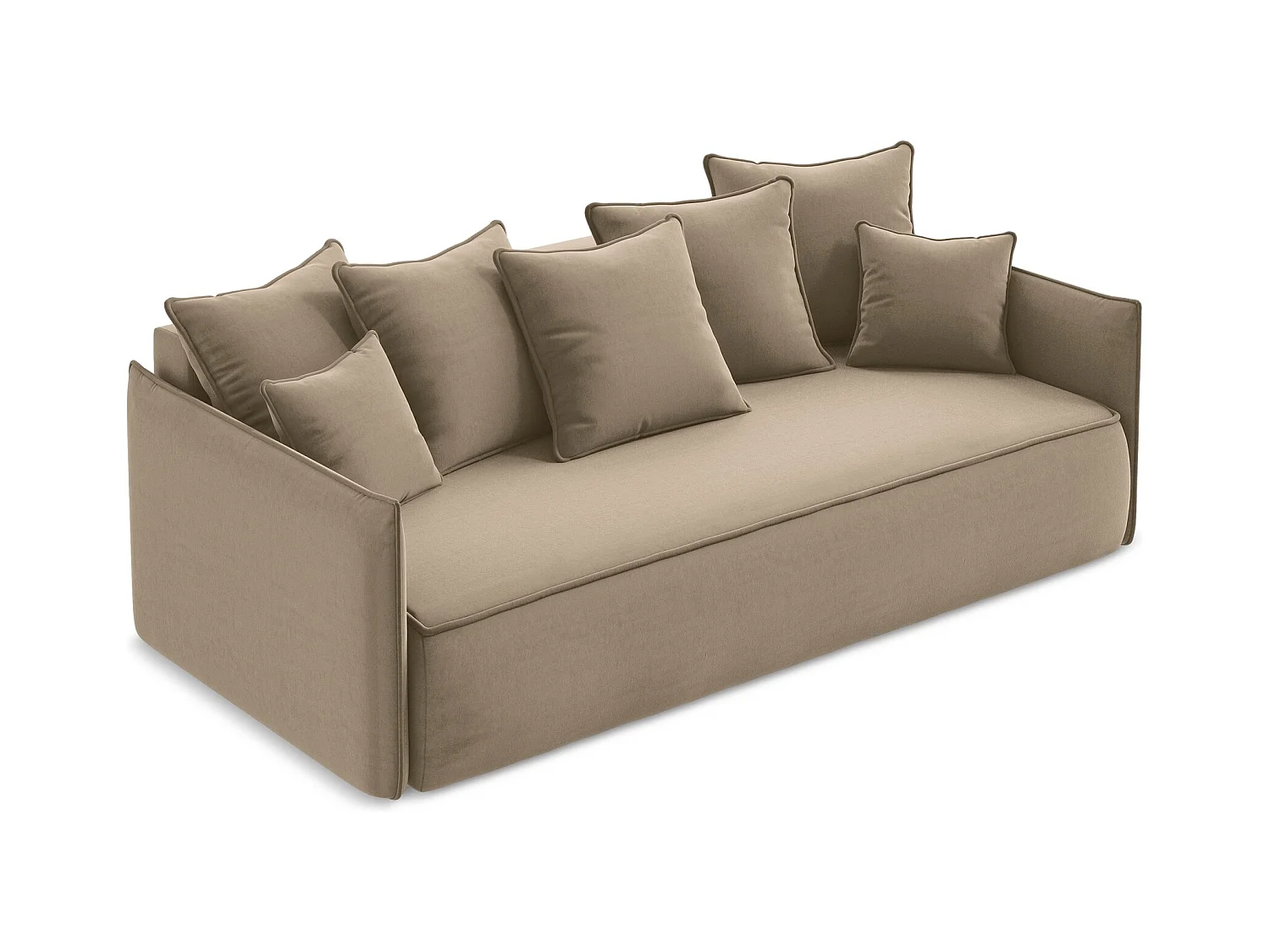 3-Sitzer Sofa mit Schlaffunktion - - Samt - Dunkelbeige - HULA