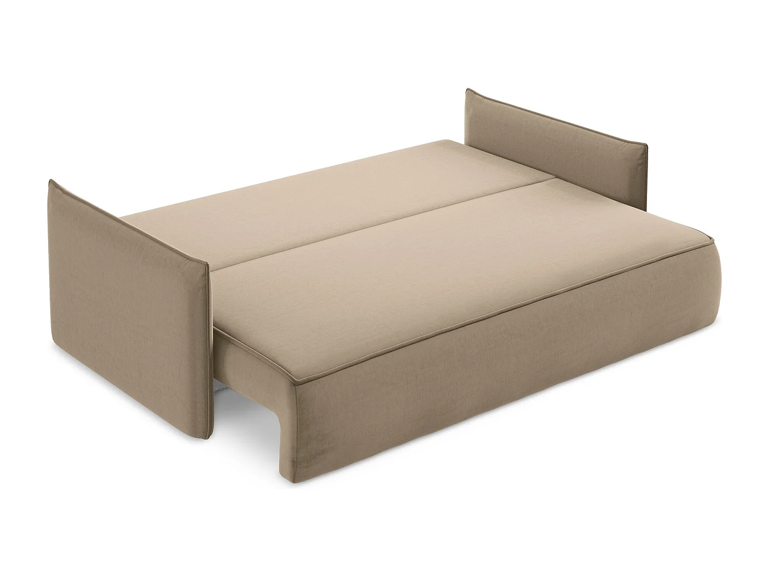 3-Sitzer Sofa mit Schlaffunktion - - Samt - Dunkelbeige - HULA