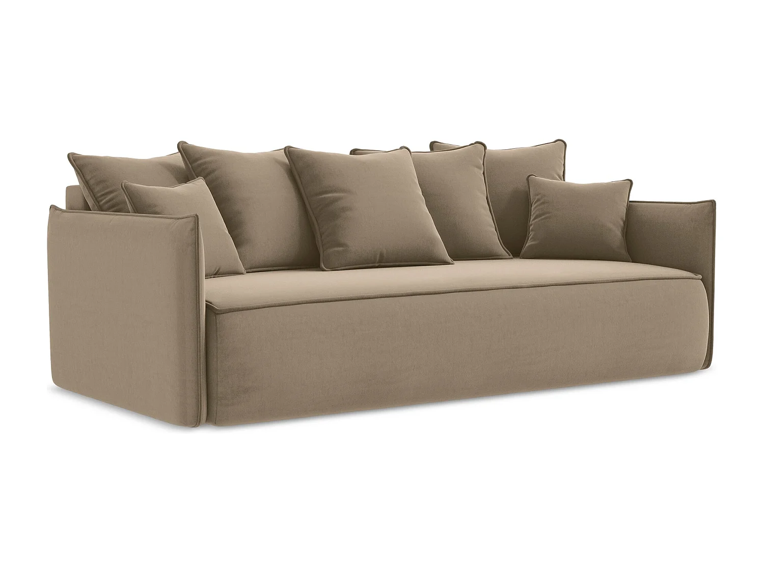 Canapé 3 places convertible en velours - beige foncé - HULA