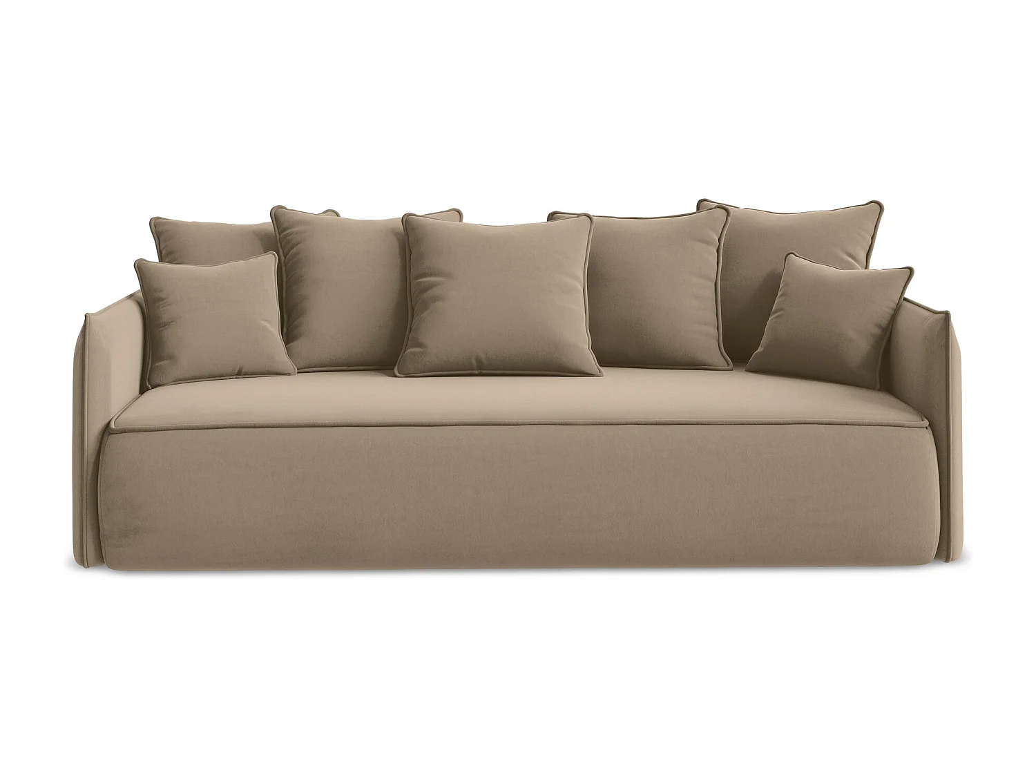 Canapé 3 places convertible en velours - beige foncé - HULA