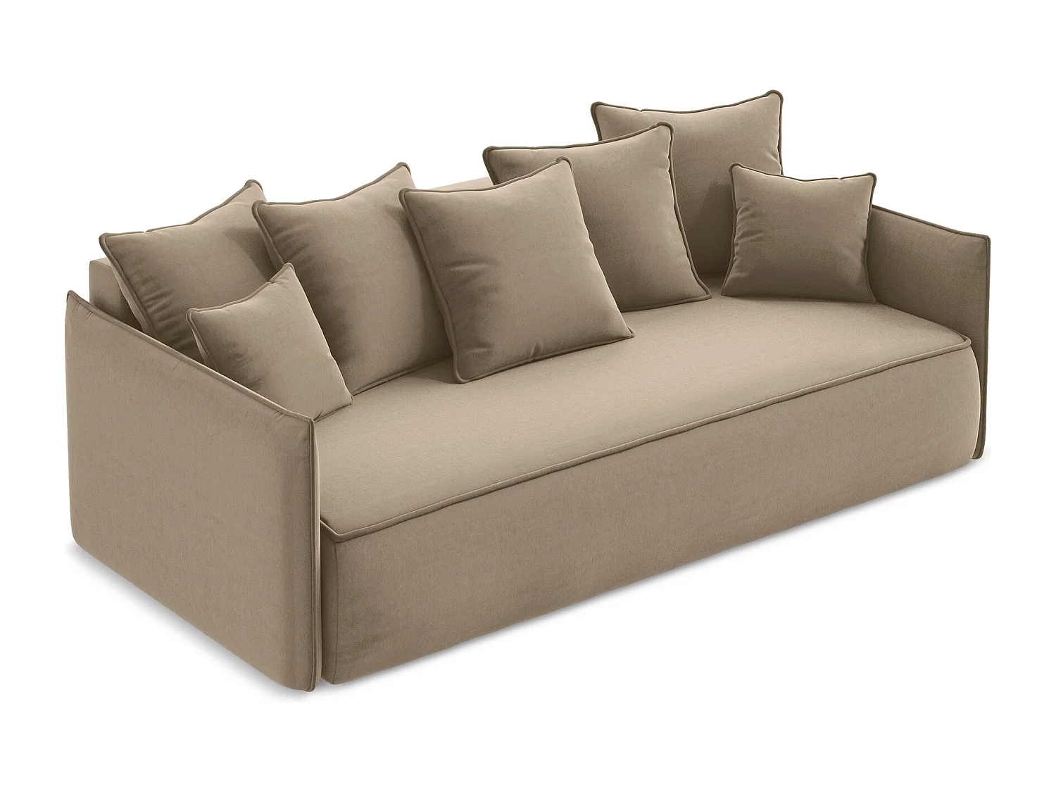 Canapé 3 places convertible en velours - beige foncé - HULA