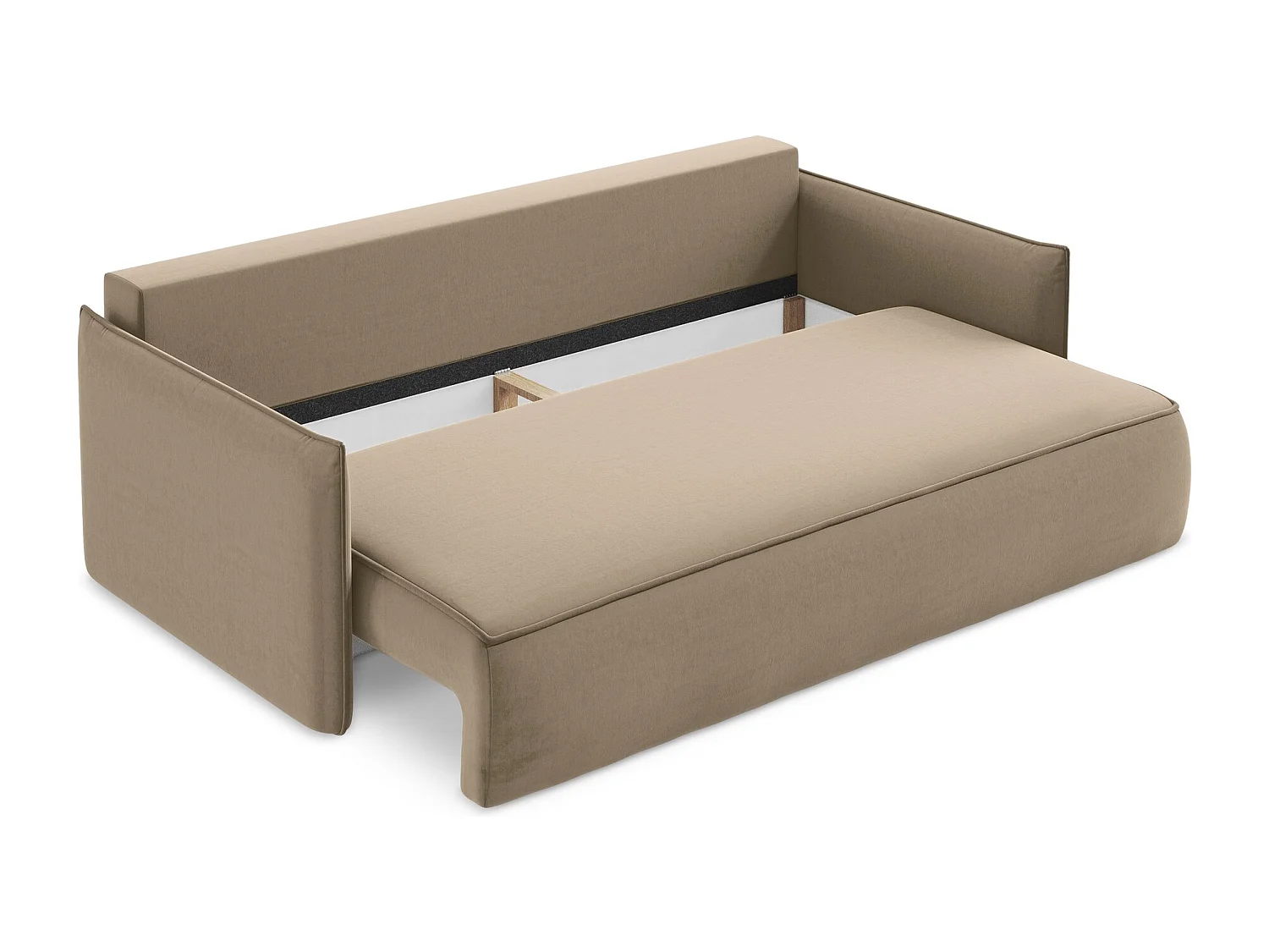 Canapé 3 places convertible en velours - beige foncé - HULA