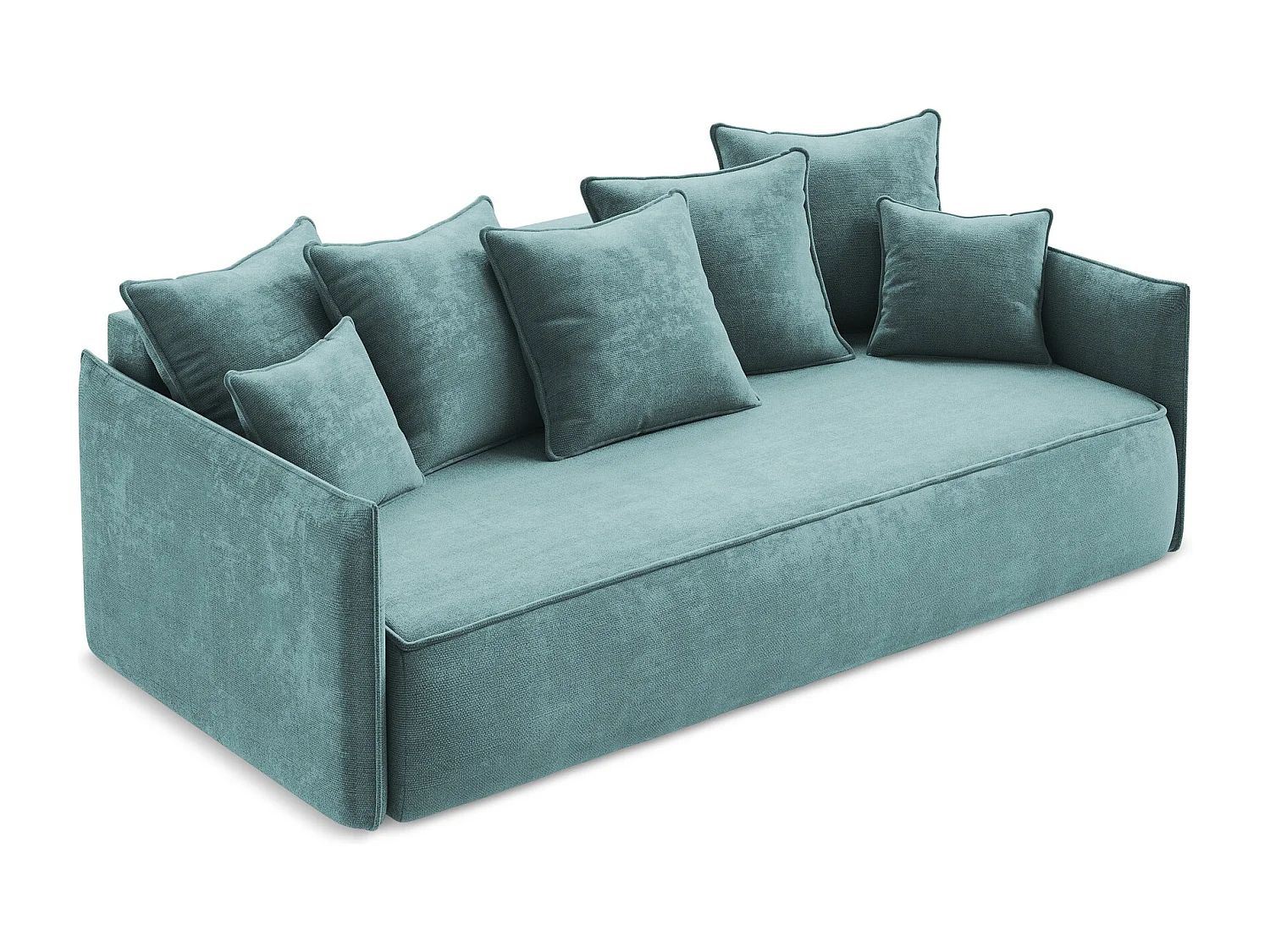 Sofá de 3 lugares convertível em tecido chenille jeans - HULA