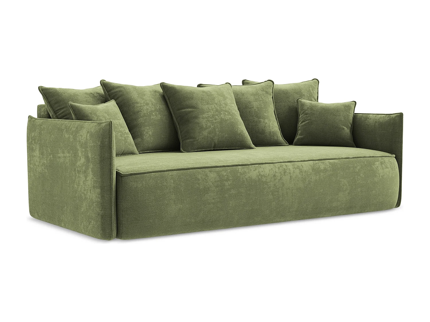 Sofá de 3 lugares convertível em tecido chenille verde - HULA